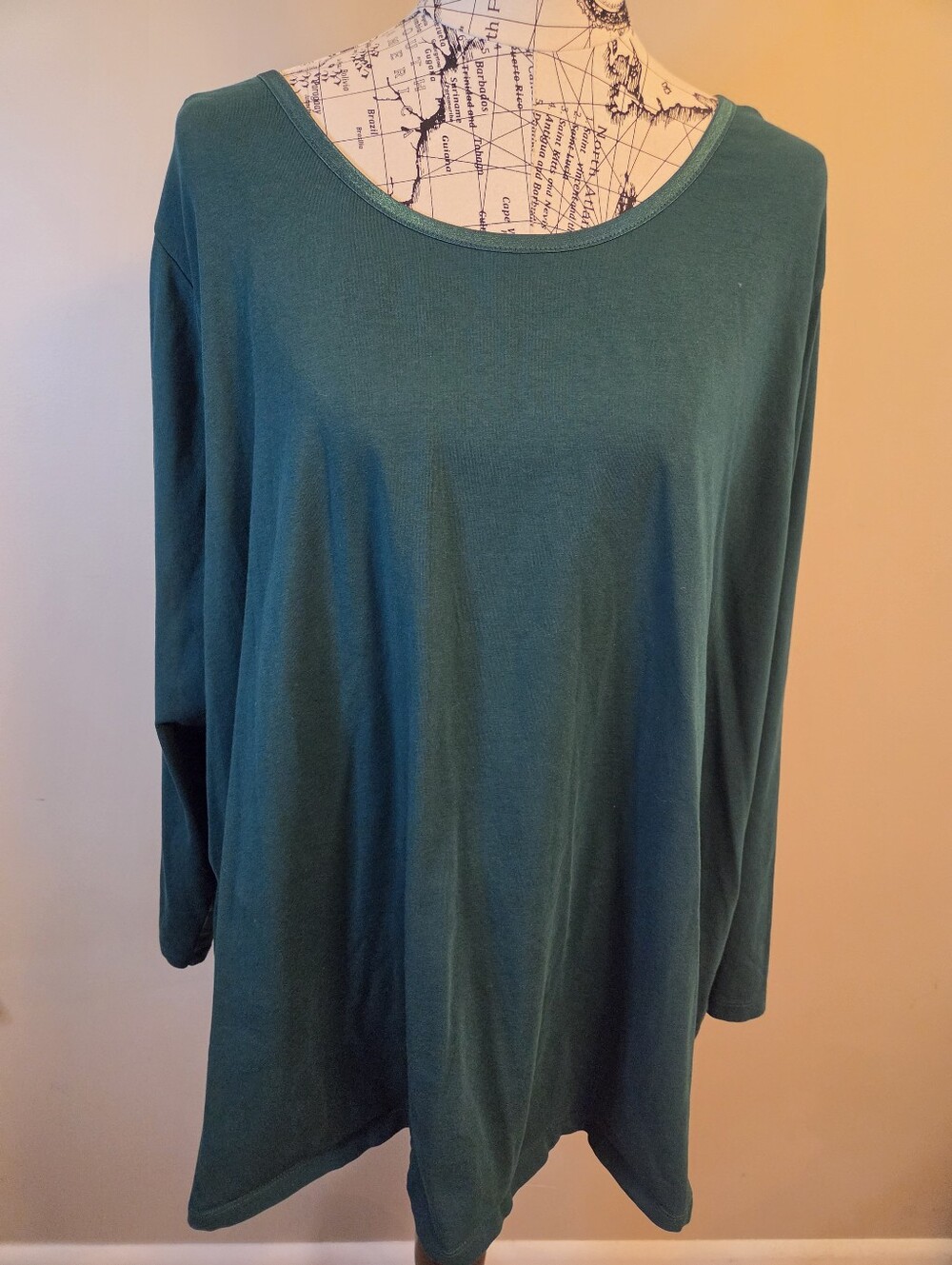 Catherines Suprema 3X 26/28W Plus Size Forest Green Long Sleeve Stretch Top